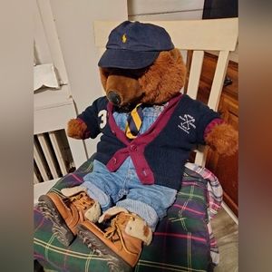 Vintage Large Teddy Bear Customized and dressed in all Polo Ralph Lauren
